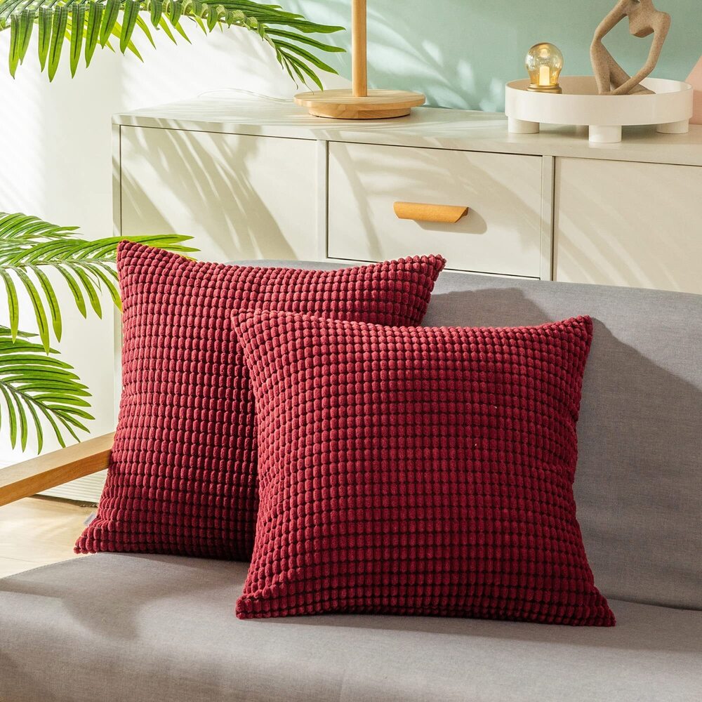 6534 Throw Pillow Covers Pack of 2 Comfy Corduroy Corn Striped Waffle